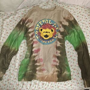 Grateful Dead Brown and Green Tie-Dye Sweatshirt